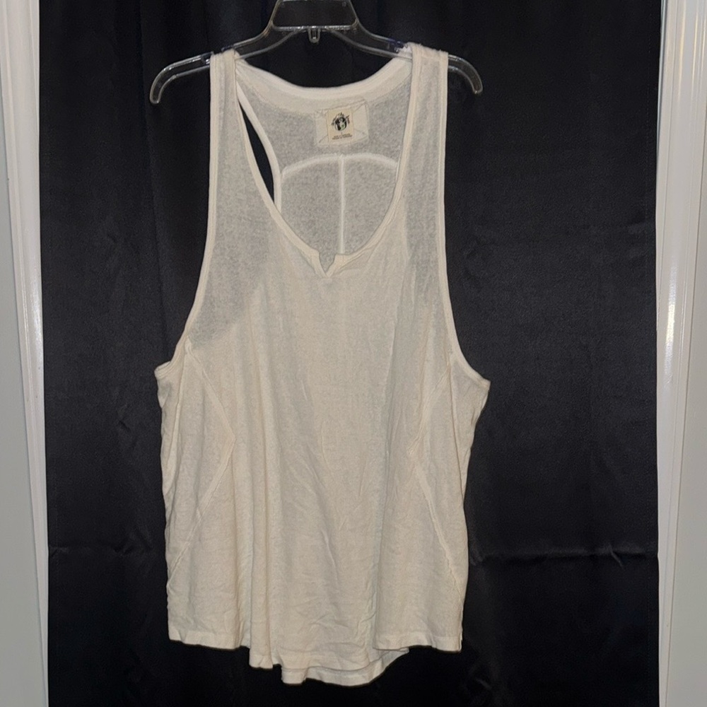 We The Free White Oversized tanks